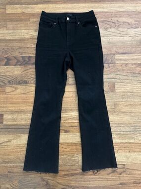 Express Women's Pants Black Denim High Rise Stretch Cropped Flare Size S NEW